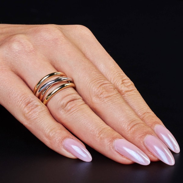 Ring aus 585 Gold tricolor Breite 14mm