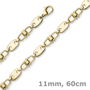 11mm Platte-Steigbügel Kette Collier Halskette aus 585 Gold Gelbgold massiv 60cm