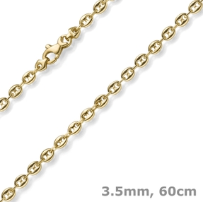 3,5mm Kette Collier Bohnenkette Schiffsankerkette 585 Gold Gelbgold 60cm Unisex