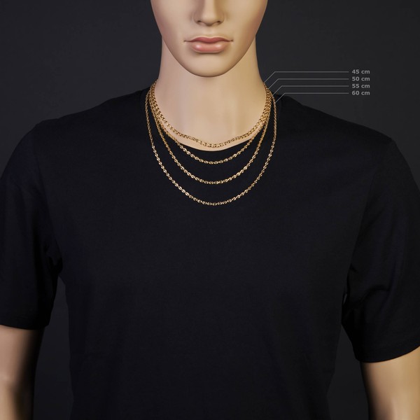 3.5mm Bohnenkette Schiffsankerkette 585 Gelbgold 60cm