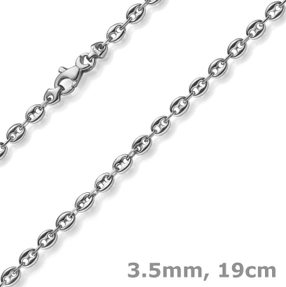 3,5mm Armband Bohnenkette Schiffsankerkette aus 585 Gold Weißgold 19cm