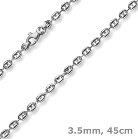 3,5mm Kette Collier Bohnenkette Schiffsankerkette 585 Gold Weißgold 45cm