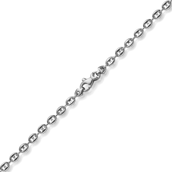 3.5mm Bohnenkette Schiffsankerkette 585 Weißgold 60cm