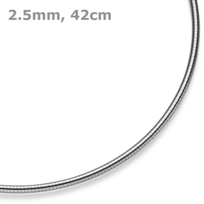 2,5mm Halsreif Omegareif rund Kette Halskette Collier aus 750 Gold Weißgold 42cm