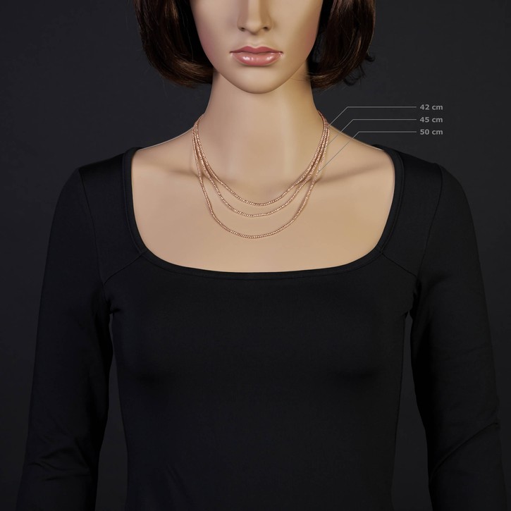 1.8mm Kugelkette diamantiert 585 Rotgold 45cm