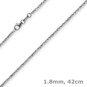 1,8mm Kette Collier Kugelkette diamantiert aus 585 Gold Weißgold 42cm