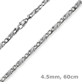 4,5mm Kette Collier Rockwellkette X-Panzerkette matt aus 585 Gold Weißgold 60cm 4,5mm Kette Collier Rockwellkette X-Panzerkette matt aus 585 Gold Weißgold 60cm