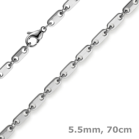 5,5mm Plattenkette Kette Collier aus 585 Gold Weißgold massiv 70cm Herren