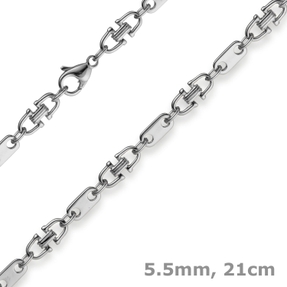5,5mm Armband Armkette Platte-Steigbügelkette, 585 Gold Weißgold 21cm