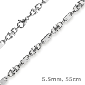 5,5mm Platte-Steigbügel Kette Collier Halskette aus 585 Gold Weißgold 55cm 5,5mm Platte-Steigbügel Kette Collier Halskette aus 585 Gold Weißgold 55cm