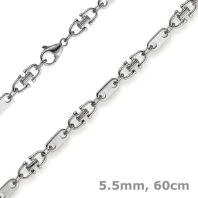 5,5mm Platte-Steigbügel Kette Collier Halskette aus 585 Gold Weißgold 60cm 5,5mm Platte-Steigbügel Kette Collier Halskette aus 585 Gold Weißgold 60cm