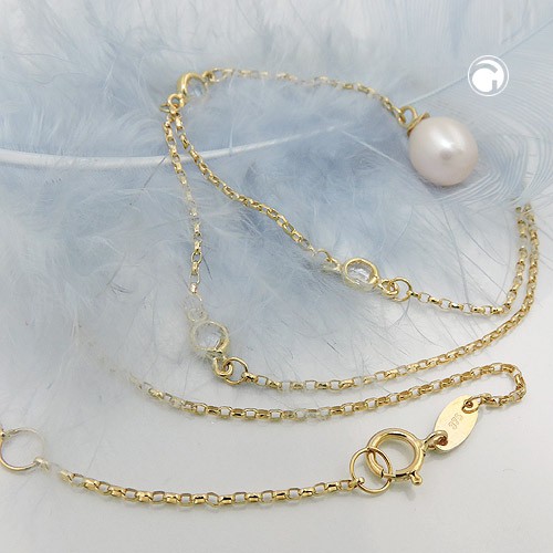 Y-Kette mit Perle 375 Gelbgold 45cm
