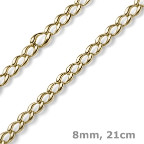 8mm Armband Armschmuck Phantasiekette aus 585 Gold Gelbgold glänzend 21cm