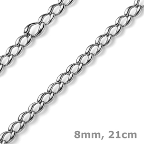 8mm Armband Armschmuck Phantasiekette aus 585 Gold Weißgold glänzend 21cm