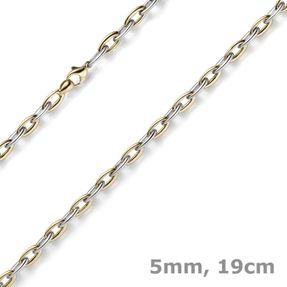 5mm Armband Phantasiekette aus 585 Gold Gelbgold Weißgold bicolor 19cm