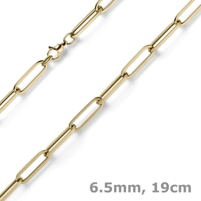 6,5mm Armband Armschmuck Paper Clip aus 585 Gold Gelbgold 19cm