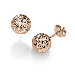 10mm Kugel Ohrstecker Stecker Ohrschmuck aus 585 Gold Rotgold diamantiert
