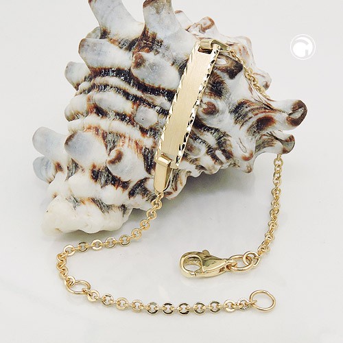 Armband mit Gravurplatte 375 Gelbgold 12-15cm