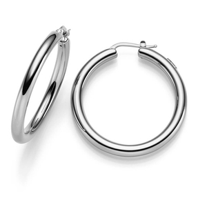Ohrringe Creolen 4x40mm aus 585 Gold Weißgold Ohrschmuck rund glänzend Ohrringe Creolen 4x40mm aus 585 Gold Weißgold Ohrschmuck rund glänzend
