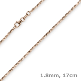 1,8mm Armband Armkette Kugelkette diamantiert aus 750 Gold Rotgold 17cm