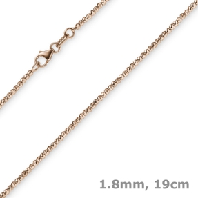 1,8mm Armband Armkette Kugelkette diamantiert aus 750 Gold Rotgold 19cm