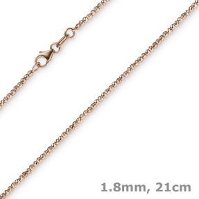 1,8mm Armband Armkette Kugelkette diamantiert aus 750 Gold Rotgold 21cm
