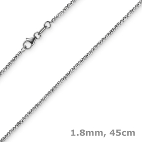 1,8mm Kette Collier Kugelkette diamantiert aus 750 Gold Weißgold 45cm