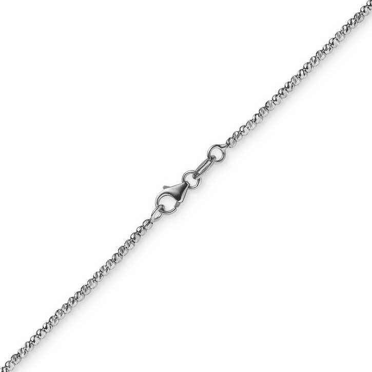 1.8mm Kugelkette diamantiert 750 Weißgold 50cm
