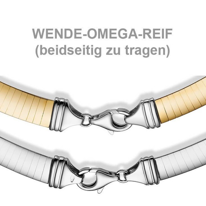2.5mm Wendeomegareif flach 585 Gold gelb weiß 42cm