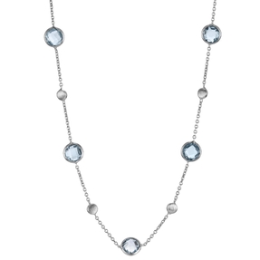 Halskette Collier 585 Gold Weißgold 5 Edelsteine Blautopas sky & londonblue 45cm Halskette Collier 585 Gold Weißgold 5 Edelsteine Blautopas sky & londonblue 45cm