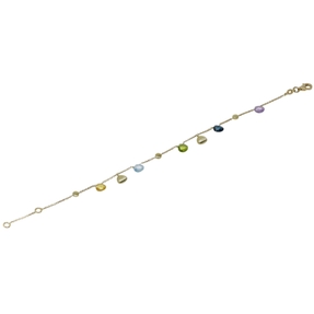 Armband 585 Gelbgold Tropfen Amethyst Blautopas londonblue Peridot Citrin 21cm Armband 585 Gelbgold Tropfen Amethyst Blautopas londonblue Peridot Citrin 21cm