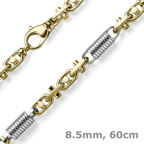 8,5mm Monte Carlo Kette Halskette 585 Gold Gelbgold Weißgold massiv bicolor 60cm