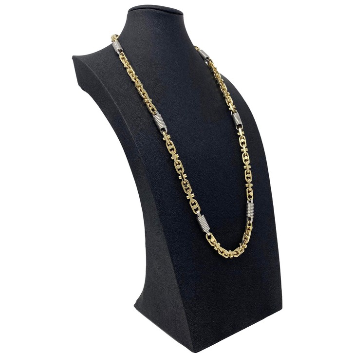 8.5mm Monte Carlo Kette aus 585 Gold gelb weiß 70cm