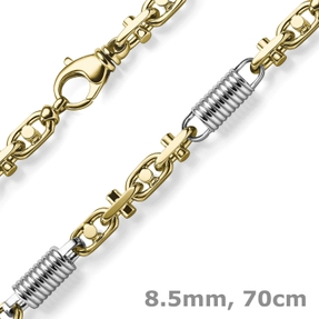 8,5mm Monte Carlo Kette Halskette 585 Gold Gelbgold Weißgold massiv bicolor 70cm