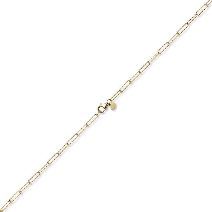 2.5mm Paper Clip Kette aus 585 Gelbgold strukturiert 50cm