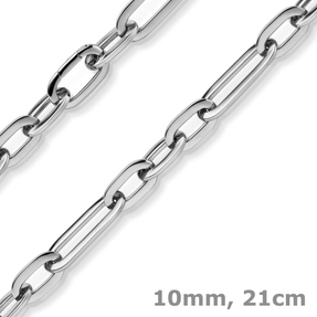 10mm Paper-Clip Armband Armkette Armschmuck aus 585 Gold Weißgold glänzend 21cm