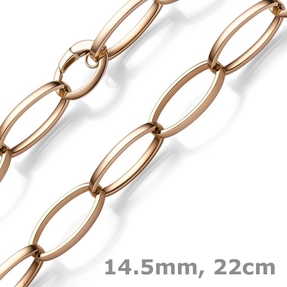 14,5mm Phantasie Armband Armkette aus 585 Gold Rotgold oval vierkant 22cm