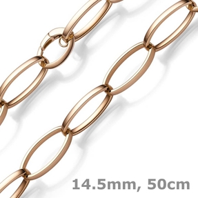 14,5mm Phantasie Halskette Collier aus 585 Gold Rotgold oval vierkant 50cm 14,5mm Phantasie Halskette Collier aus 585 Gold Rotgold oval vierkant 50cm