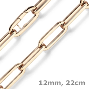 12mm Paper Clip Weit-Anker Armband Armkette aus 585 Gold Rotgold 22cm