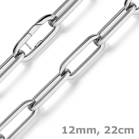 12mm Paper Clip Weit-Anker Armband Armkette aus 585 Gold Weißgold 22cm