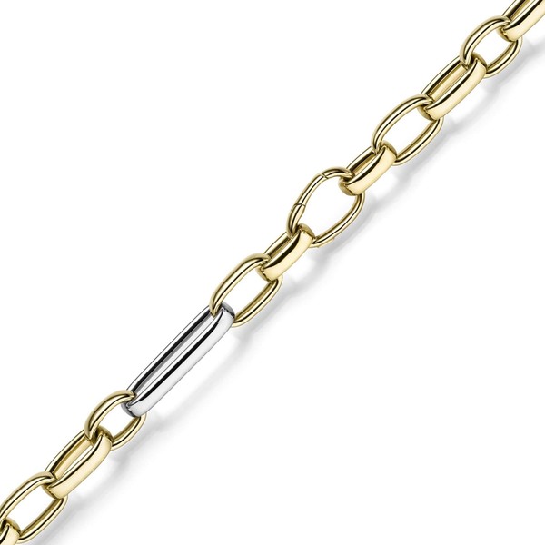 13mm Phantasie Armband aus 585 Gold gelb weiß 22cm