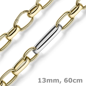13mm Phantasie Kette Collier Halsschmuck aus 585 Gold Gelbgold Weißgold 60cm