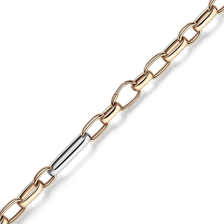 13mm Phantasie Kette aus 585 Gold weiß rot 50cm