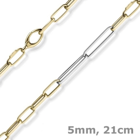 5mm Phantasie Armband Armkette aus 585 Gold Gelbgold Weißgold vierkant 21cm