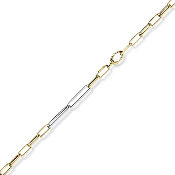 5mm Phantasie Armband 585 Gold gelb weiß 21cm