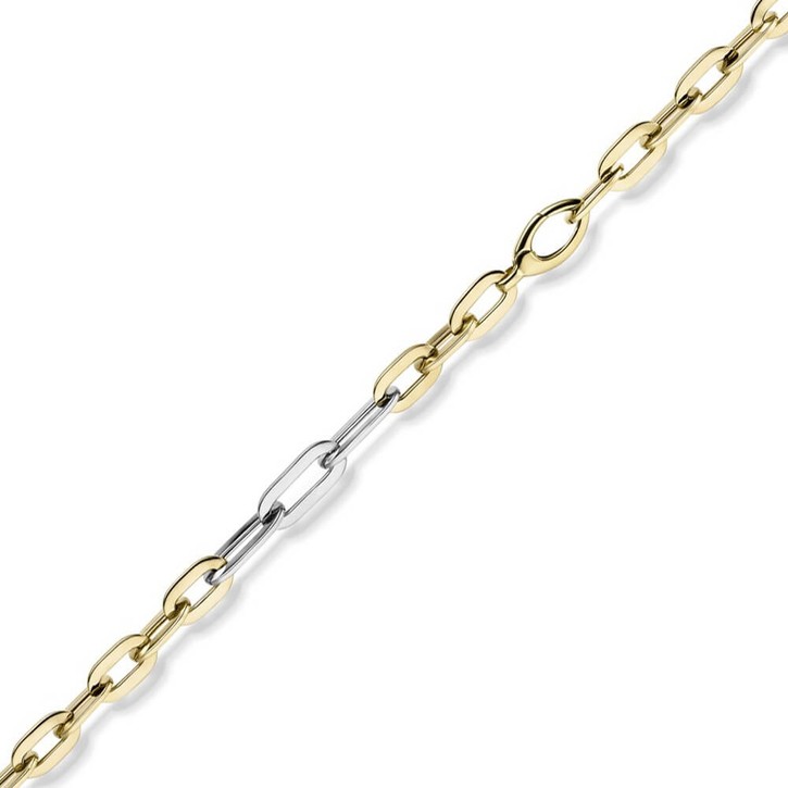 6mm Phantasie Armband 585 Gold gelb weiß 21cm