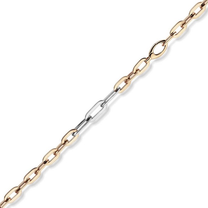 6mm Phantasie Kette aus 585 Gold weiß rot 45cm