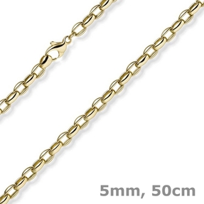 5mm Erbs-Anker oval Kette Halskette Collier aus 585 Gold Gelbgold 50cm