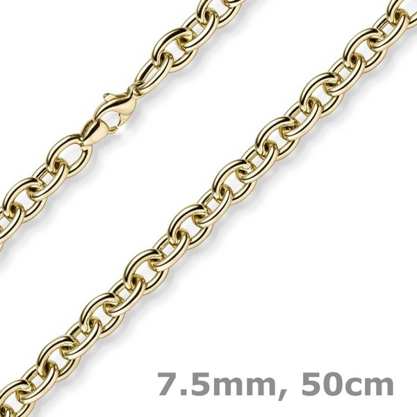 7.5mm Rundankerkette Halskette Collier aus 585 Gold Gelbgold 50cm