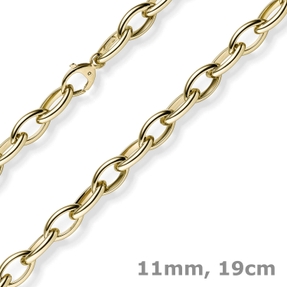 11mm spitz-oval Armband Armkette Armschmuck aus 585 Gold Gelbgold 19cm